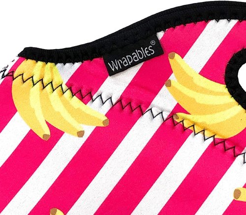 Allydrew Insulated Neoprene Lunch Bag - Stylish Zipper Tote with Bananas and Stripes Design