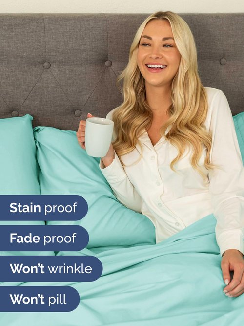 Extra Deep Twin Sheet Set - 4 Piece Breathable and Cooling Sheets - Hotel Luxury Bedding for Women, Men, Kids & Teens - Easy & Secure Fit - Soft, Wrinkle Free and Comfy - Extra Deep Pockets - Spa Blue