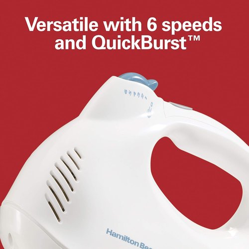 Hamilton Beach Electric Hand Mixer - 6-Speed with QuickBurst & Storage Case, 250W, White (62695V)