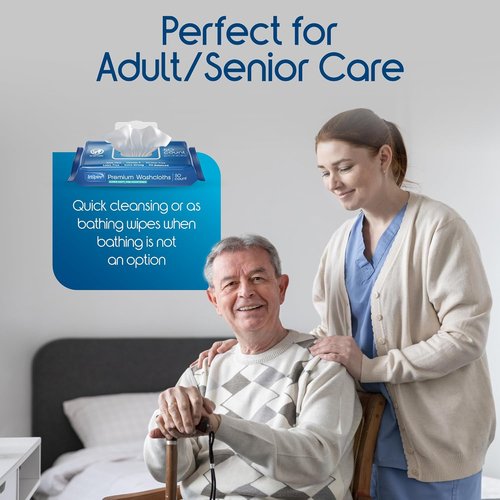 Inspire Adult Wet Wipes - Incontinence & Cleansing Wash Cloths for Elderly | 8"x12", Pack of 50