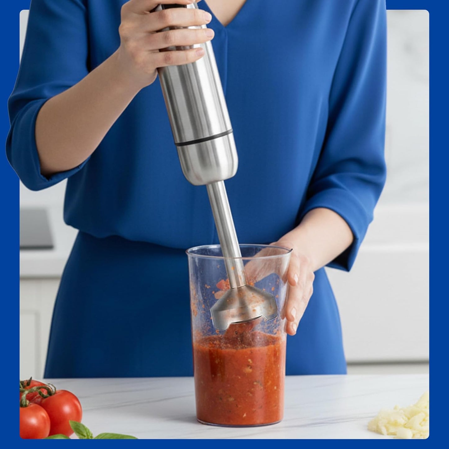 TEGH Immersion Blender - 8-Speed Stainless Steel Handheld Mixer for Smoothies, Soups & Sauces | Electric 4-in-1 Food Processor