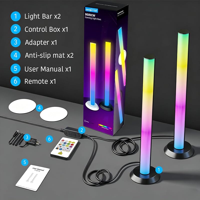 DAYBETTER Black LED Light Bar with RGBICW, WiFi, Music Sync, Alexa/Google Voice Control