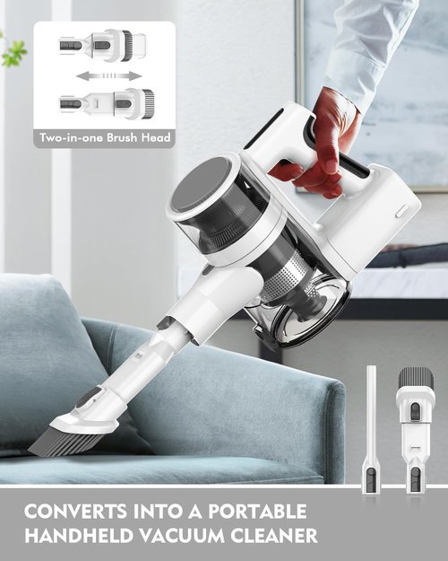 Comvtu Cordless Vacuum - 80,000 RPM Powerful Motor, 35 Min Runtime, 2 Modes | Frost White