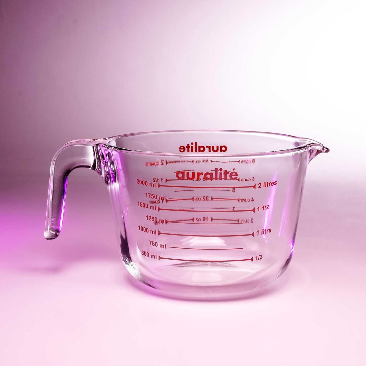Auralite 8-Cup Borosilicate Glass Measuring Cup - 2 Quart with Lid for Precision Baking & Cooking
