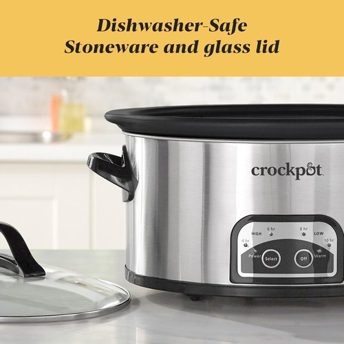 Crock-Pot 6 Quart Programmable Slow Cooker - Timer & Auto Food Warmer - Stainless Steel Finish