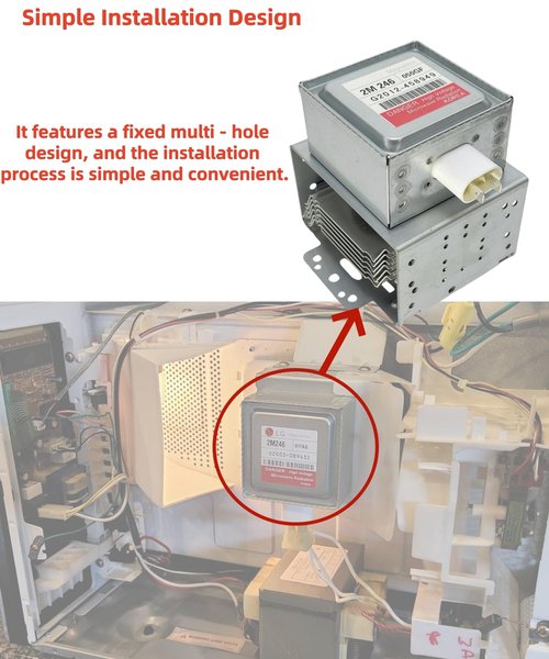 2M246 050GF Microwave Magnetron, Compatible with Multiple Brands Like LG, Kenmore, etc., Replacing Models Such as 6324W1A001B