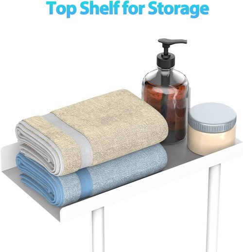 Liuoud Towel Rack - Wall Mounted Vertical Towel Storage Organizer with Shelf | Holds 6 Large Bath Sheets - White