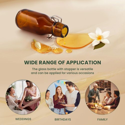 24 Pack 4 oz Swing Top Glass Bottles Amber Flip Top Glass Bottles Vanilla Extract Bottle with Airtight Lid Flip Top Beer Brewing Bottle for 2nd Fermentation Vanilla Extract Kombucha Beverage Soda