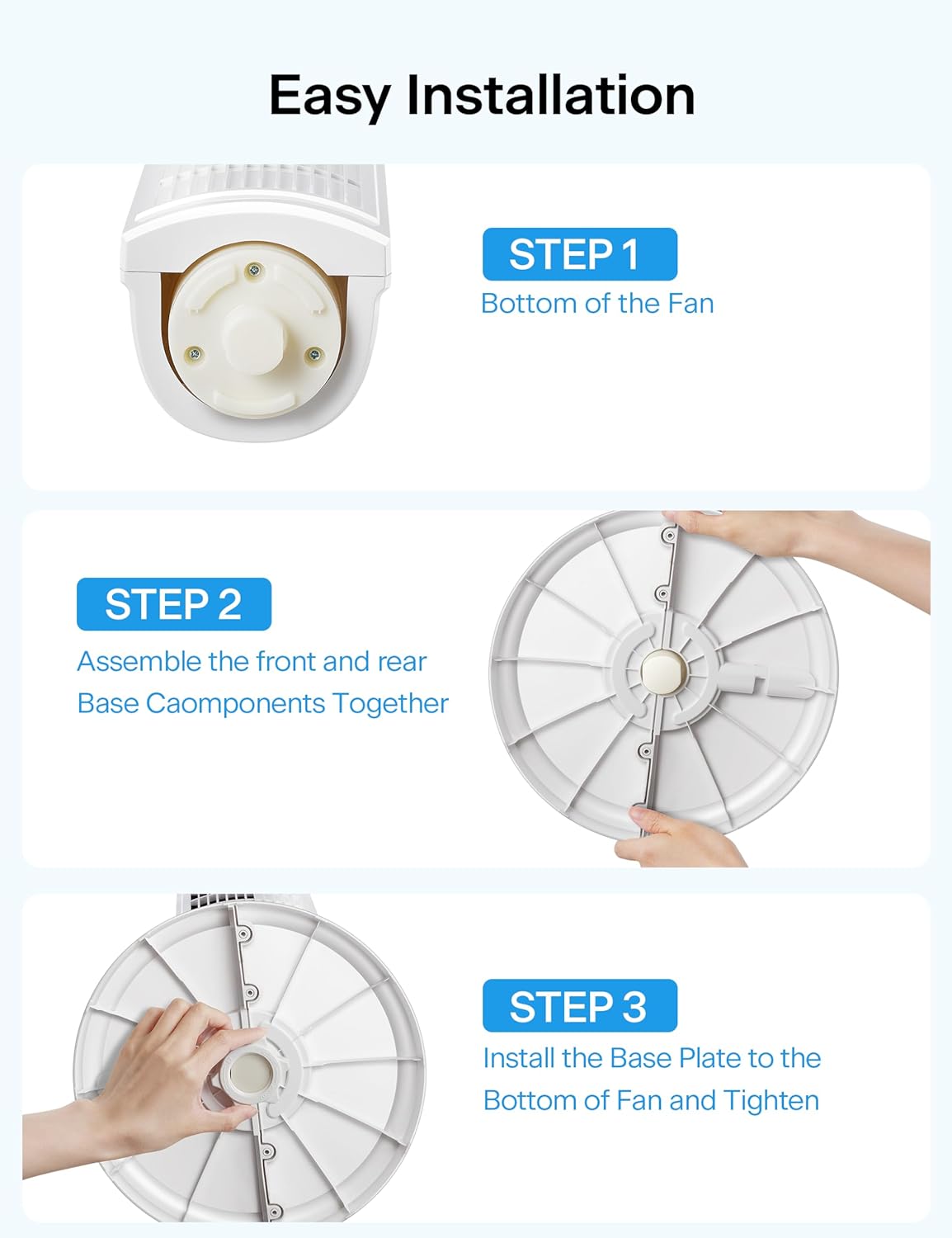 PELONIS 30-Inch Oscillating Tower Fan - 3 Speed Settings & Auto-Off Timer | Stylish White Design