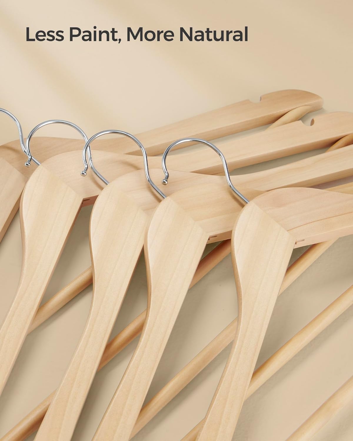 SONGMICS Wooden Hangers - Non-Slip Coat Hangers with Pants Bar & 360° Swivel Hooks | Pack of 24