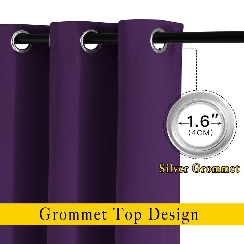 NICETOWN 72 inches Bedroom Curtains Panels - Functional Blackout Curtains/Panels for Bedroom, Thermal Insulated, Privacy Assured (Set of 2, 52 x 72 inches in Royal Purple)