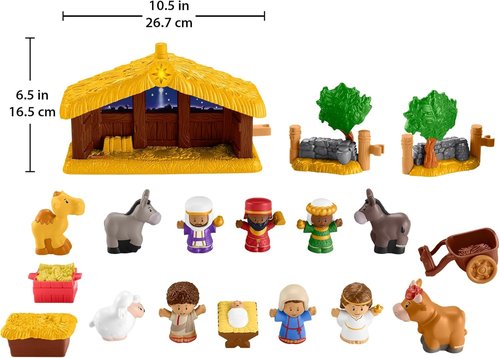 Fisher-Price Little People Nativity Set - Musical Toddler Toy with 18 Pieces for Christmas Play