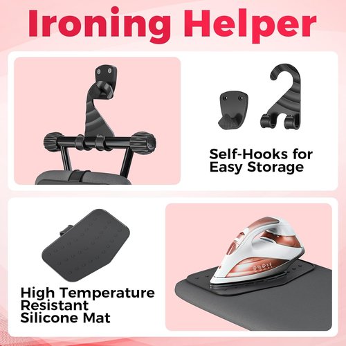 APEXCHASER Compact Ironing Board - Foldable Design with Heat Resistant Cover | 7 Height Adjustments, 13x43 Black