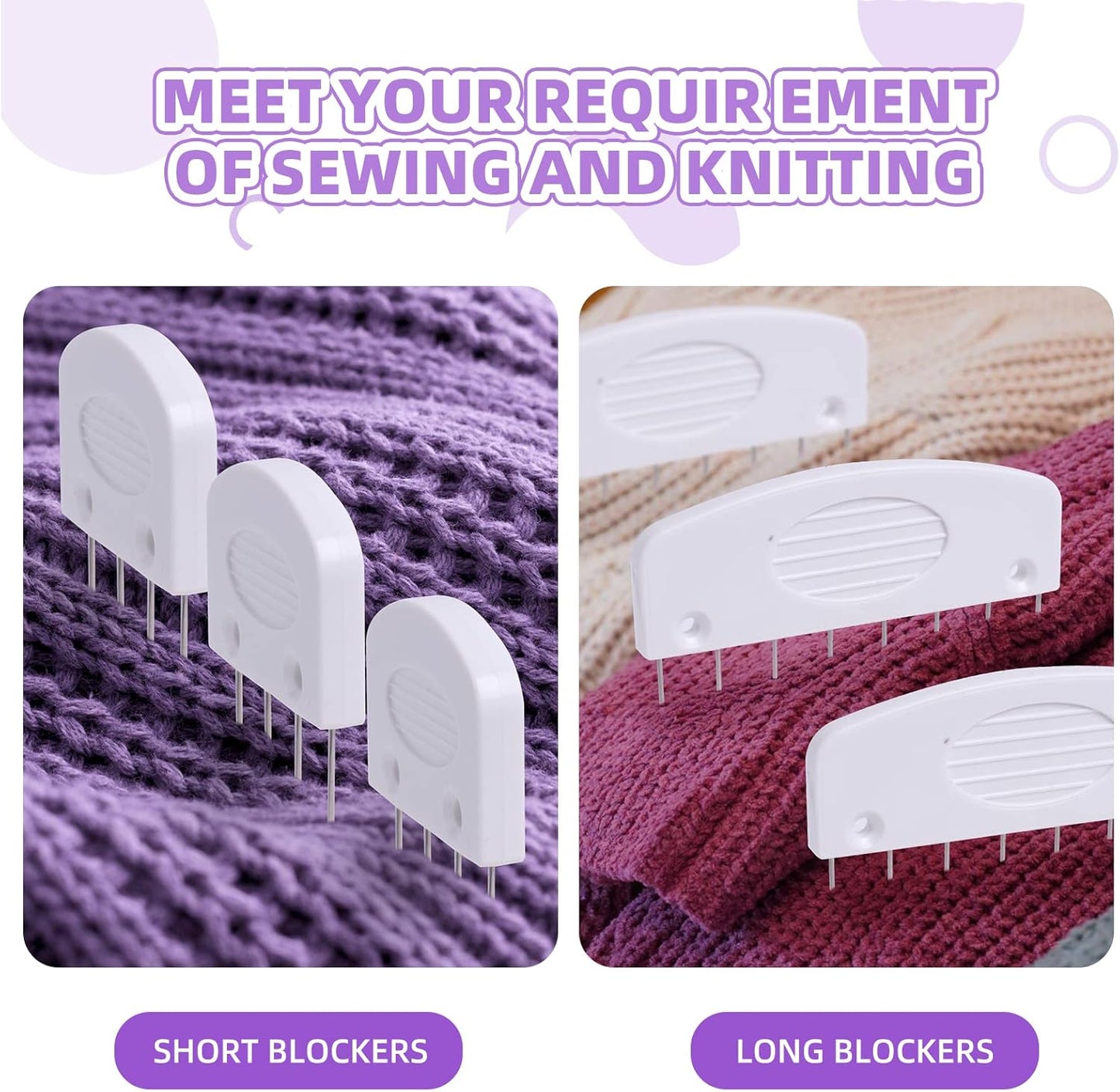 Skiennix Knit Blockers Kit - 20Pcs Blocking Combs for Knitting, Crochet & Lace Projects