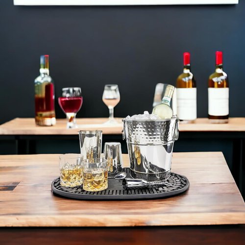 BREKX Set of 2 Bar Mats (18x12 Inches) | Drying Mats for Kitchen/Mimosa Bar Supplies/Home Cocktail Bar Supplies/Insulated Spill Mats for Bars/Non-Toxic