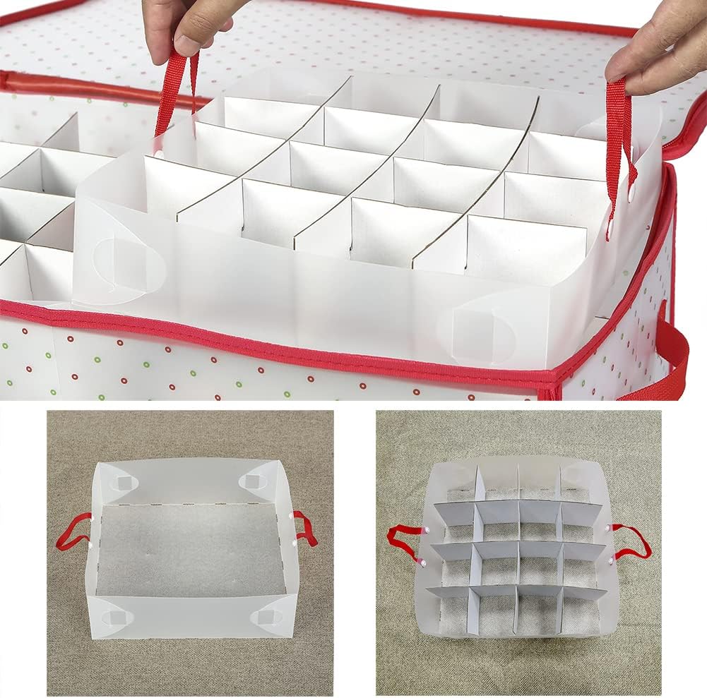 Sattiyrch Christmas Ornament Storage Box - Durable Dust-Proof Organizer with Customizable Dividers | Holds 128 x 3-Inch Ornaments