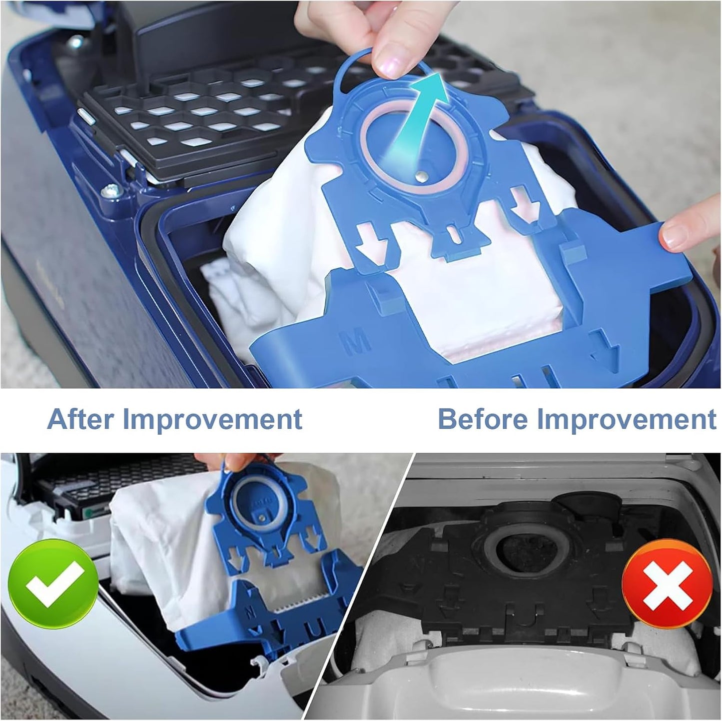 Miele 3D AirClean Vacuum Bags - 24 Pack with Motor Protection & Cleaning Brush | Compatible with Classic C1, C2, C3 Series