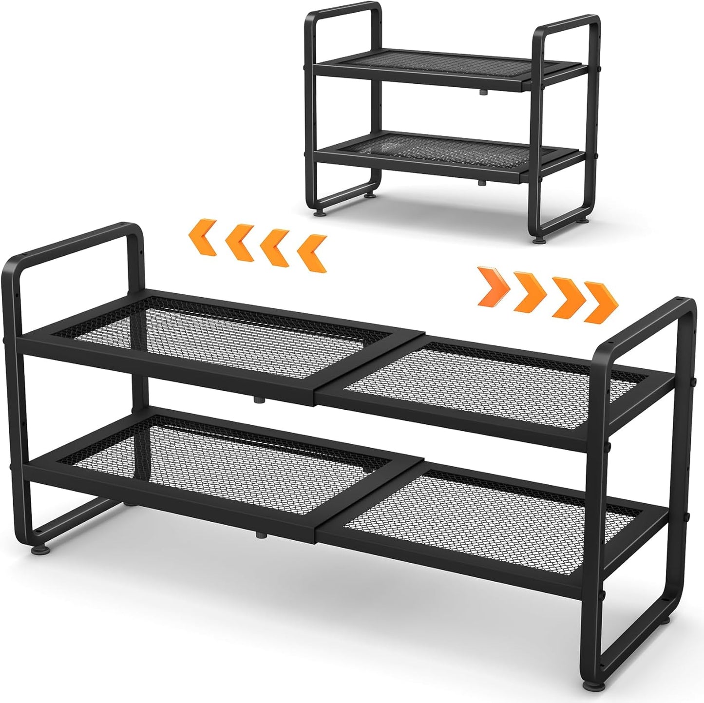 SNTD Shoe Rack - Expandable Adjustable Metal Shoe Organizer | Stackable 2-Tier Storage for Entryway & Garage (Black)