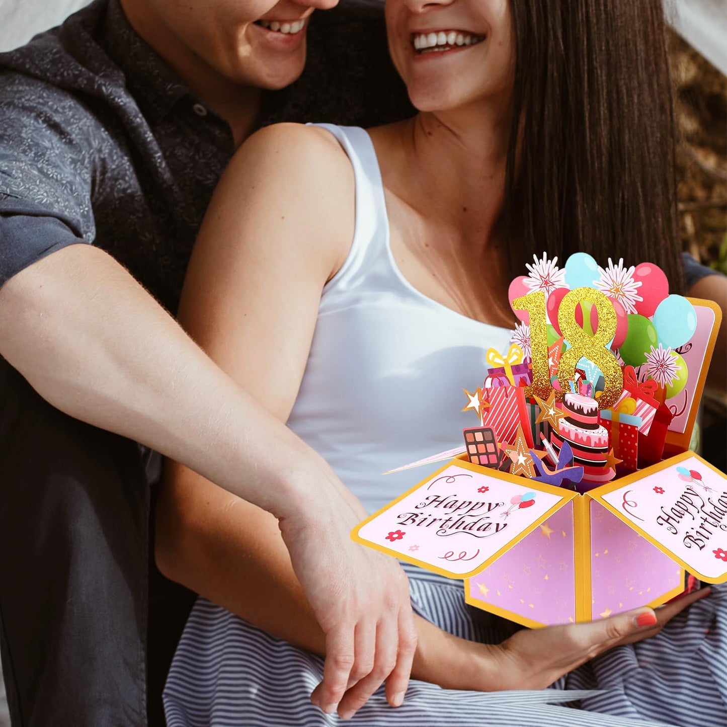 PEUTIER 3D Happy Birthday Pop-Up Card - Creative Design with Classic Envelope & Note for All Ages