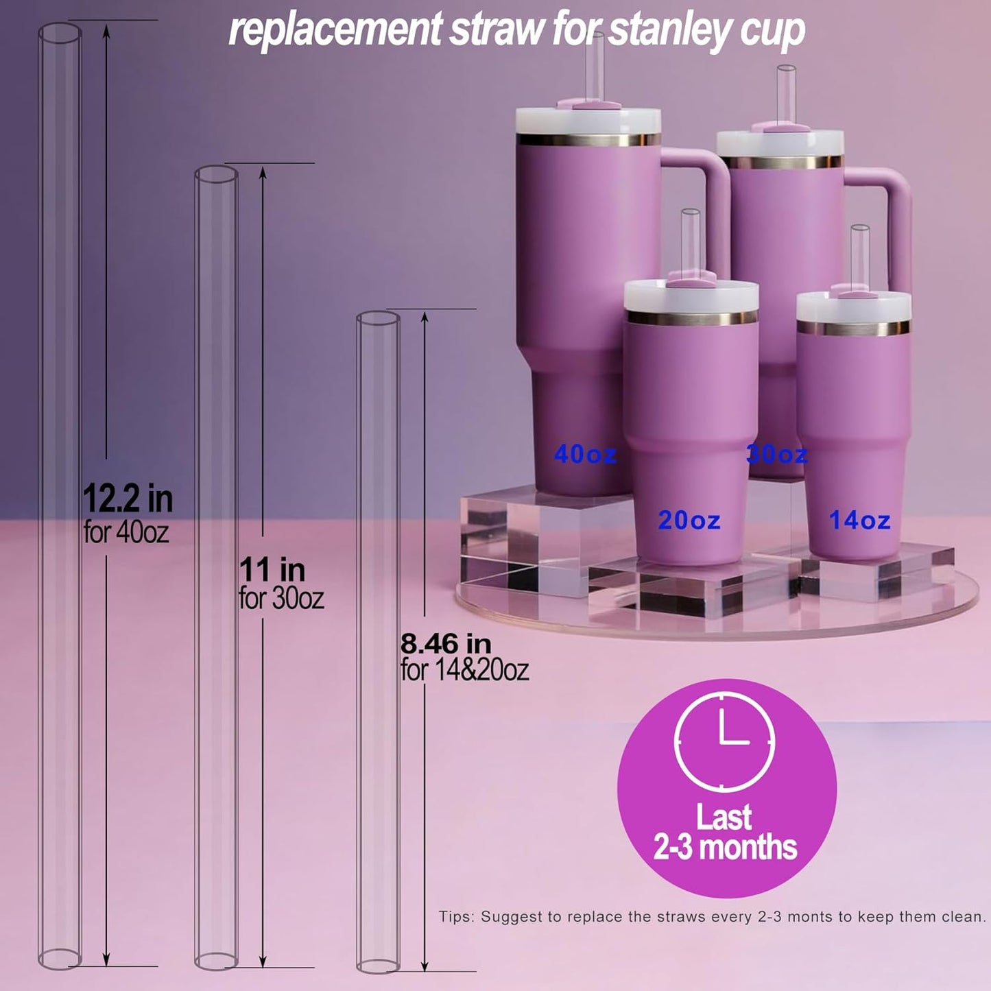 Stanley 6-Pack Replacement Straws | Reusable, Dishwasher Safe, BPA-Free Tritan Straws for 40 OZ Tumblers