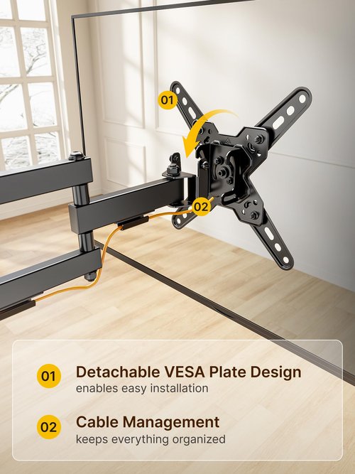 monTEK Full Motion TV Wall Mount Bracket for Most 13-43 Inch LED LCD Flat Screen TVs & Monitors, Swivel Tilt Extension Rotation with Articulating Arms, TV Mount Max VESA 200x200mm, up to 44lbs