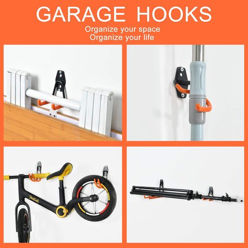 Aoben Heavy Duty Steel Garage Storage Hooks - Utility Tool Hangers for Organizing Ladders & Tools | 4 Pack