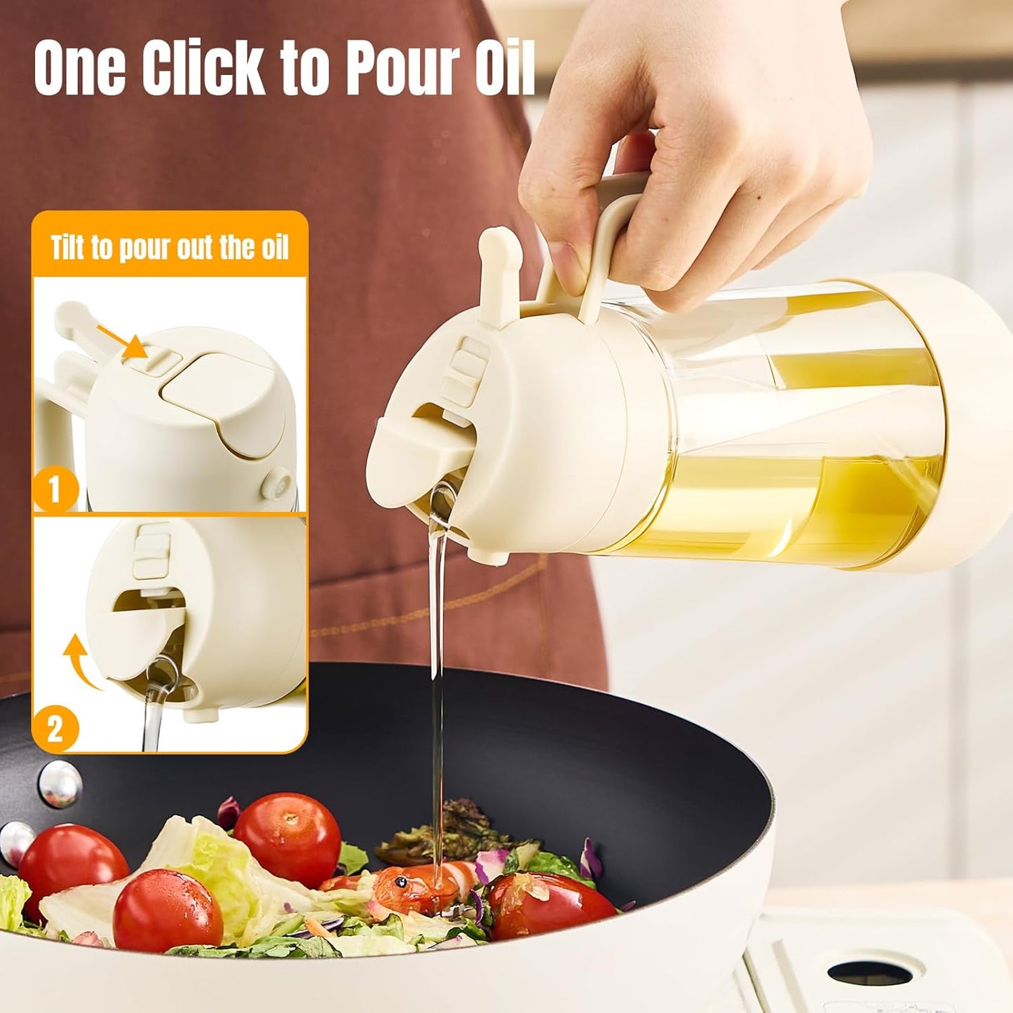 PARACITY Olive Oil Dispenser Bottle - 2-in-1 Sprayer & Dispenser, 500ML | Ideal for Cooking & BBQ