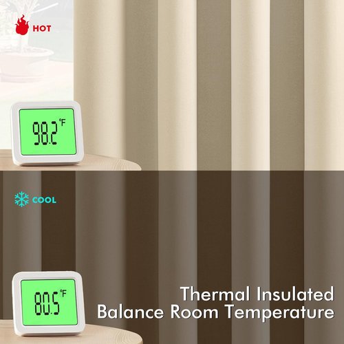MIULEE Cream Beige Blackout Curtains for Bedroom Living Room 90 Inches Long 2 panels, Thermal Insulated Room Darkening Drapes Solid Grommet Top Noise Reducing Light Blocking Window Curtains 40x90 Inch