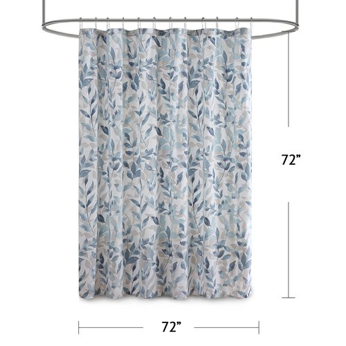 Madison Park Essentials Sofia Shower Curtain, Luxurious Botanical Print, Modern Serene Bathroom Décor, Machine Washable Bath Privacy Screen, 72x72, Multi Blue and Gray