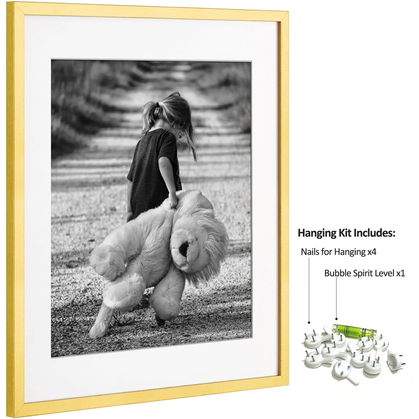 Yaetm 20x20 Gold Picture Frame Matted to 16x16, Set of 3, Thin Large Square Frame for Gallery Wall Display, Hanging Hardware Included (3 Pack, Gold)