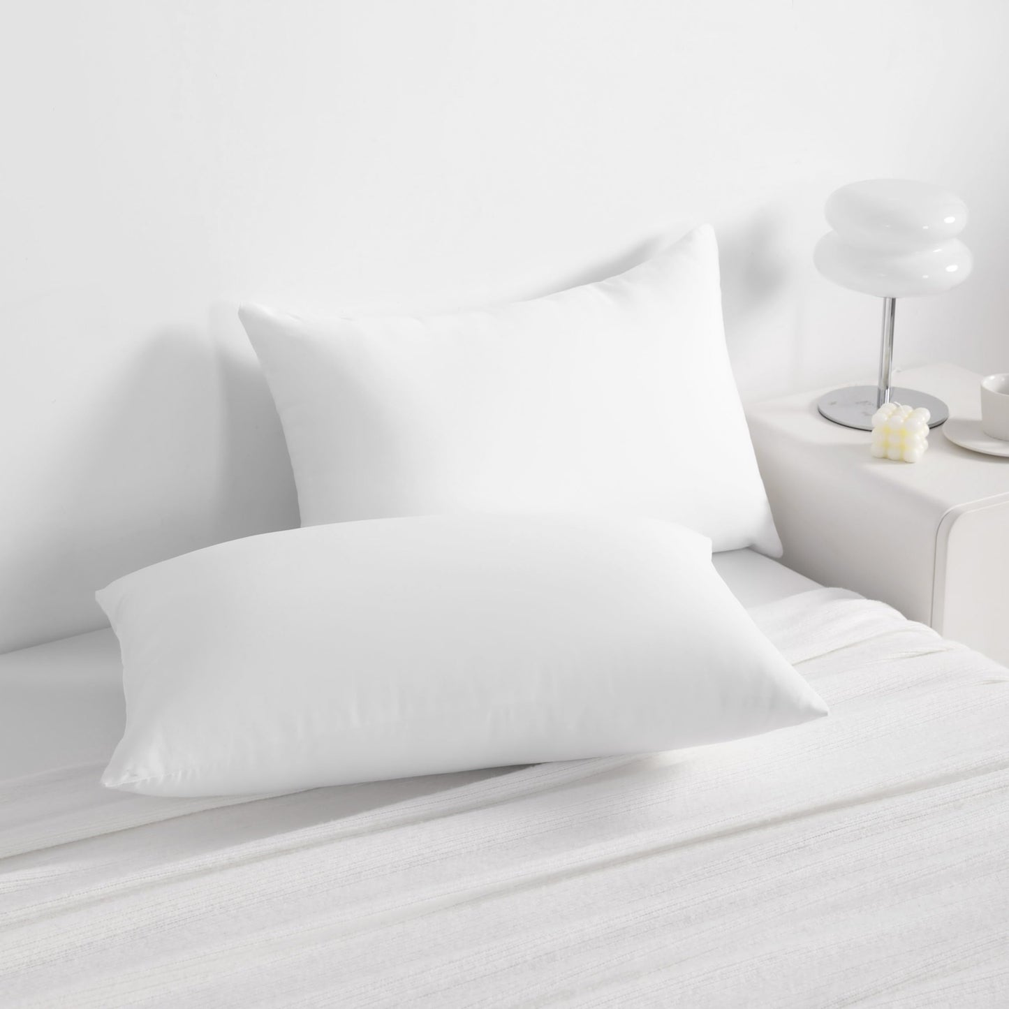 NTBAY Down Alternative Bed Pillows, King Size Set of 2, Machine Washable Soft Pillows for Back, Stomach or Side Sleepers, Soft Hotel Collection Pillow for Sleeping, White