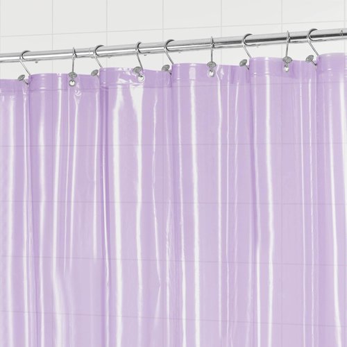 Barossa Design Extra Long Shower Curtain Liner with 3 Magnets - 72" x 84" XL, Waterproof PEVA Lightweight Shower Liner for Bathroom, PVC Free, Metal Grommets - Clear Lavender, 72x84