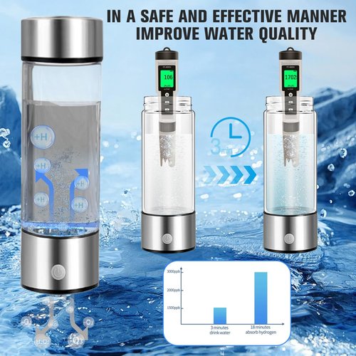 AliveBlue Hydrogen Water Bottle, Hydrogen Water Bottle Generator, Hydrowave Hydrogen Water Bottle, Portable Hydrogen Ionizer Water Bottle Machine, for Home, Office,Travel (1PCS)