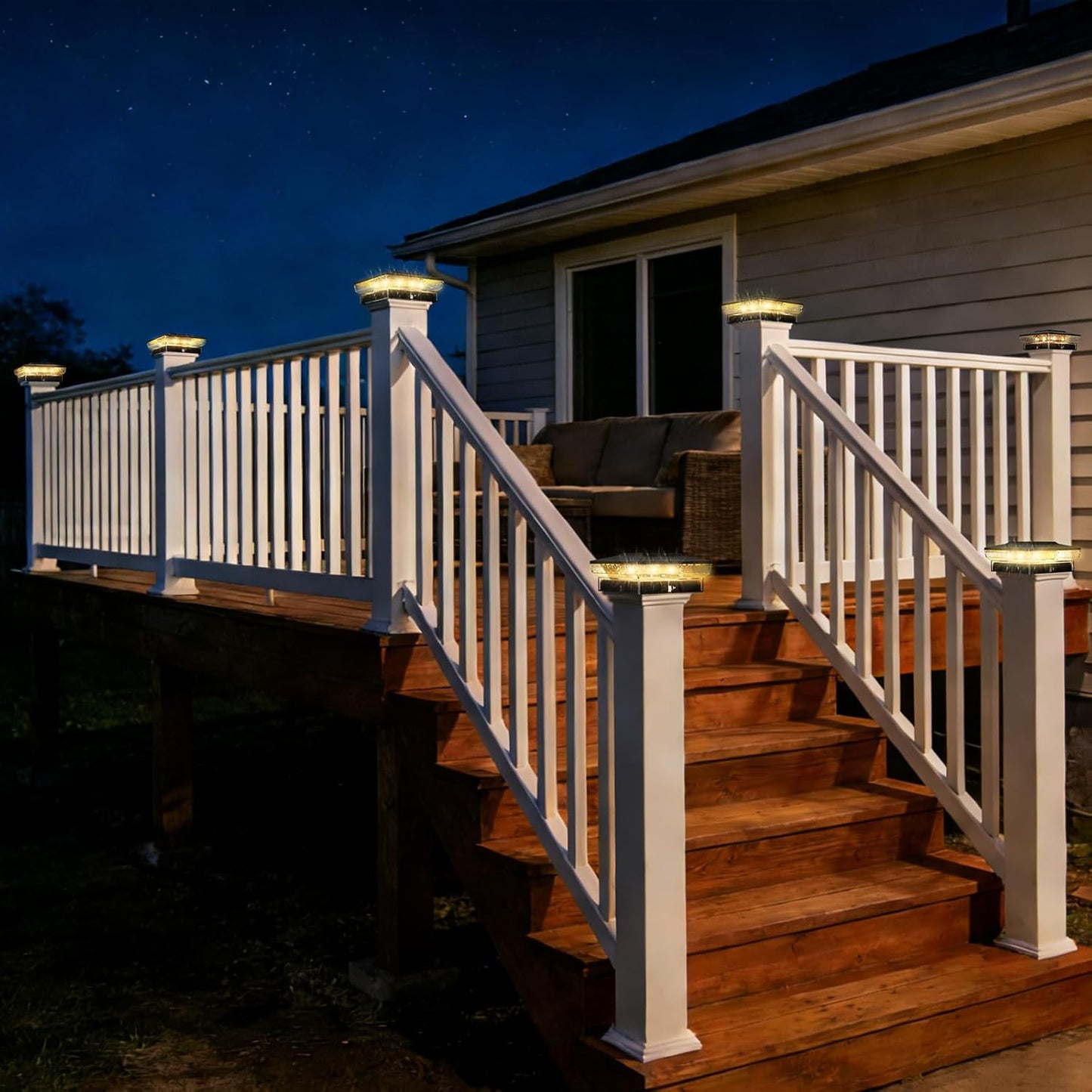Btfarm Solar Post Cap Lights - 16 LED Waterproof Outdoor Lighting | 4-Pack for 4x4 & 3.5x3.5 Posts