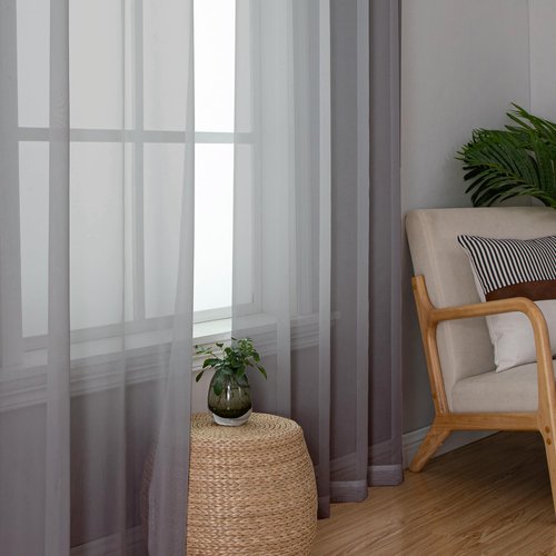 OWENIE Grey Sheer Curtains, Sheer Curtains 78 inches Long 2 Panels Set, Rod Pocket Voile Fimly Gray Drapes for Living Room/Bedroom, 2pcs, Each 42" W x 78" L