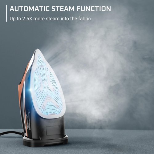 Rowenta Iron Steam Force Pro Steam Iron for Clothes, 1850 Watts, 5 Presets Smart Screen, Stainless Steel Soleplate, High-Efficiency Handheld Steamer Ironing, Anti-Drip Protection, Black Copper, DW9580