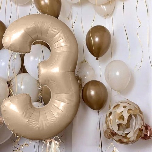 Balloon Number 4 - 40 Inch Self-Inflating Brown Foil Balloon | Giant Apricot 4 for Birthday Celebrations
