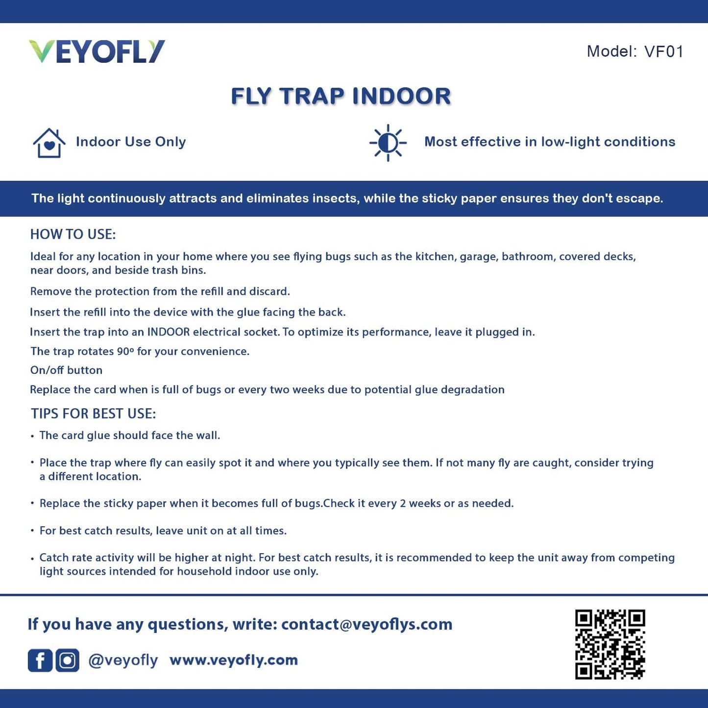 VEYOFLY Fly Trap Indoor, Fruit Fly Traps for Indoors Flying Insect (2 Device + 4 Refills) Gnat Traps for House Indoor, Bug Zapper Indoor, Gnat Killer Catcher & Fruit Fly Killer Light Plug in