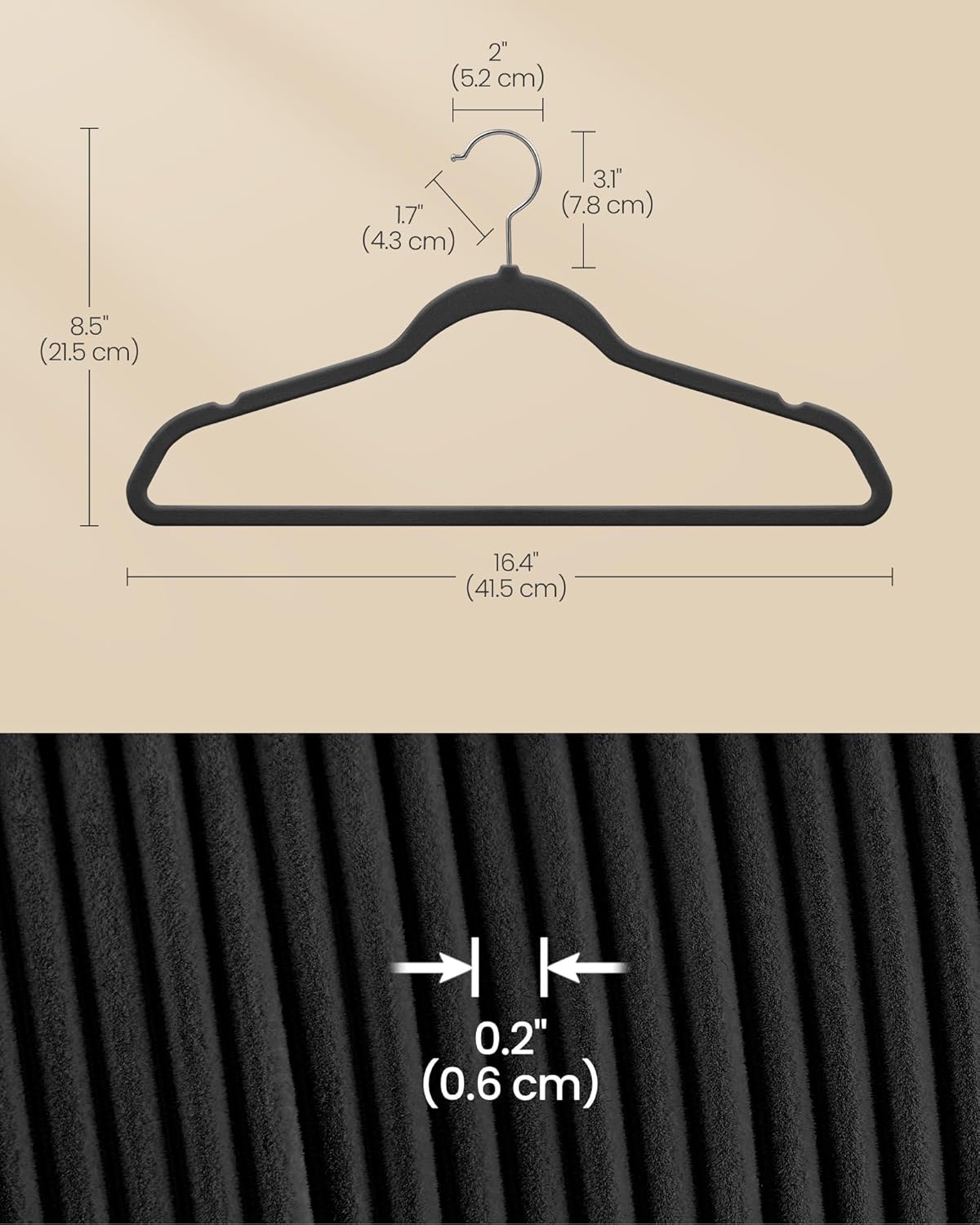 SONGMICS Velvet Hangers - 100 Pack Non-Slip Clothes Hangers with Silver Swivel Hooks | Slim Heavy-Duty Black