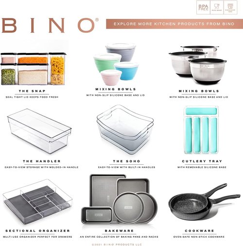 BINO 5-Slot Silverware Organizer - Durable Plastic Utensil Tray with Grip Lining | Light Grey