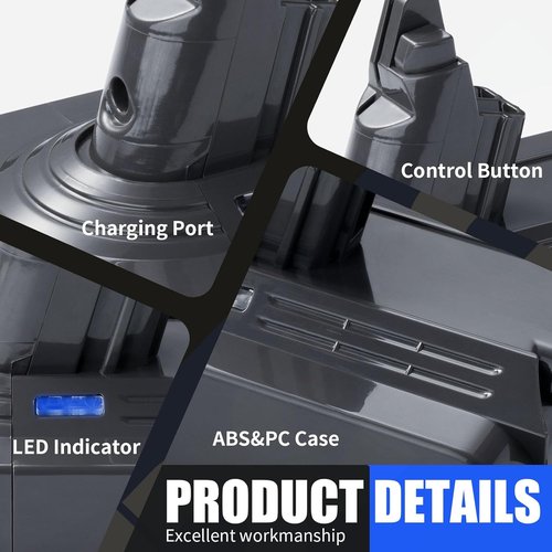 Dyson V8 Battery Replacement - 7000mAh 21.6V Li-ion for SV10 Animal/Absolute/Fluffy/Motorhead
