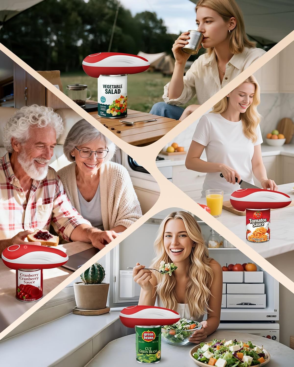 Skiennix Electric Can Opener - One Touch Rechargeable Design with Indicator Light | Fits All Can Sizes, Safe for Seniors
