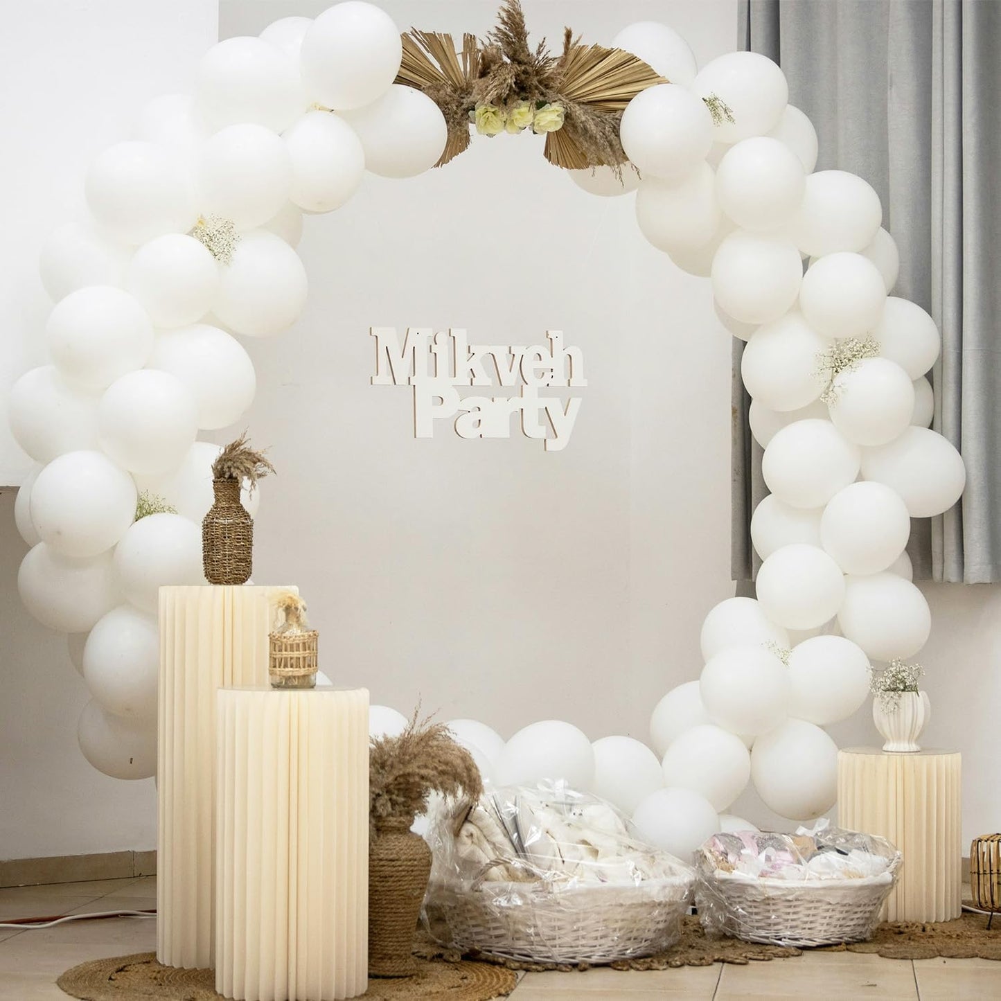 White Balloons - 100 Pack 12-Inch Latex Birthday Decorations for Weddings & Parties