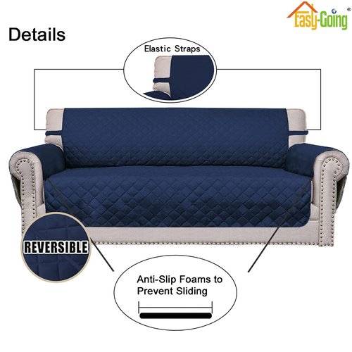 Easy-Going Oversized Chair Sofa Slipcover Reversible Sofa Cover Water Resistant Couch Cover Furniture Protector Cover with Elastic Straps for Pets Dog (Oversized Chair, Navy/Navy)