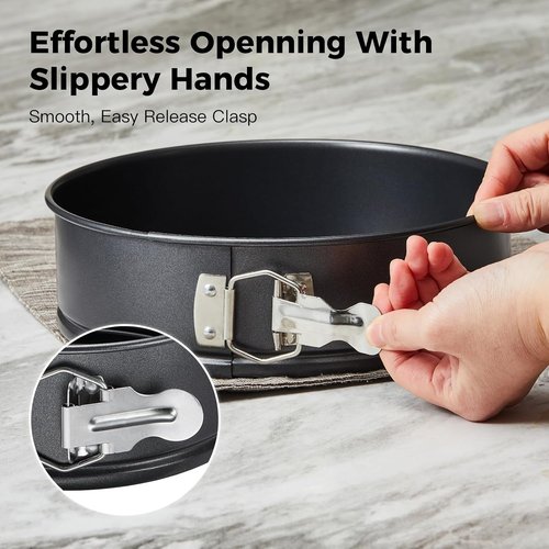 HONGBAKE Mini Cheesecake Pans - 4 Inch Nonstick Springform with 100 Pcs Parchment Liners | Leakproof Design