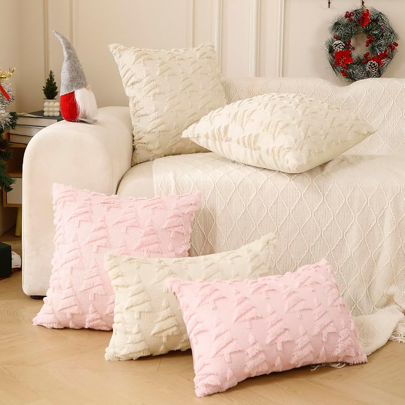 All Smiles Dark Green Christmas Tree Pillow Covers 20x20 Set of 2 - 20" Cushion Covers