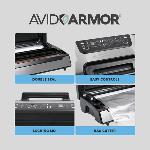 Avid Armor Vacuum Sealer Machine AVS2400, Professional Food Sealer with Roll Storage & Built-In Cutter, Compact Vacuum Sealer for Food Preservation