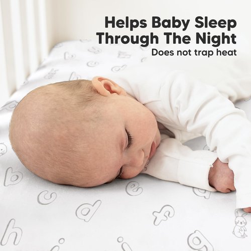 KeaBabies 2-Pack Organic Crib Sheets for Boys, Girls - 52x28 Fitted Crib Mattress Sheet Neutral, Breathable Jersey Cotton Cover for Baby Bed, Toddler Mattress, Soft & Cute Prints (ABC Land Sky)