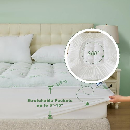 BEDLORE Twin Mattress Topper - Soft Bamboo Viscose Pillow Top for 6"-15" Mattresses | Breathable Comfort & Back Pain Relief