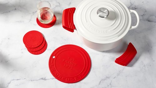 Le Creuset Silicone Handle Grips Set of 2 - 5" x 2.5" Each in Sea Salt Color